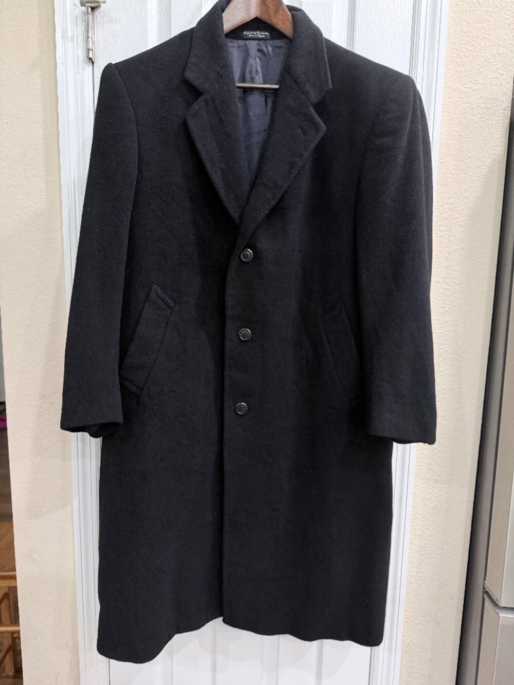 Silver Cloud Italian Wool Cashmere Blend Long Overcoat Mens 42R Black Bulgaria
